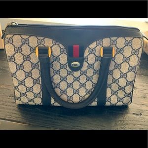 Vintage Gucci Boston Bag Navy Classic Beauty